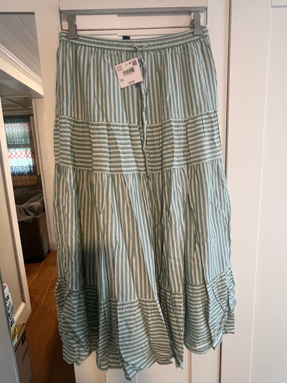 American Eagle  Striped Tiered Maxi Skirt size medium